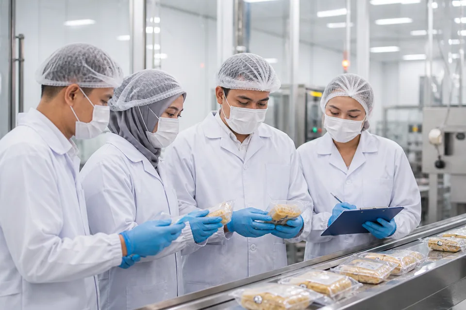 Tim kendali mutu memeriksa produksi pangan